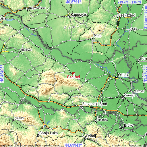 Topographic map of Čačinci