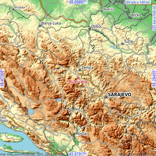 Topographic map of Busovača