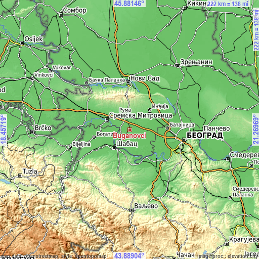 Topographic map of Buđanovci