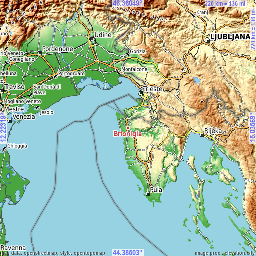 Topographic map of Brtonigla