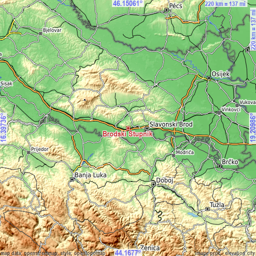 Topographic map of Brodski Stupnik