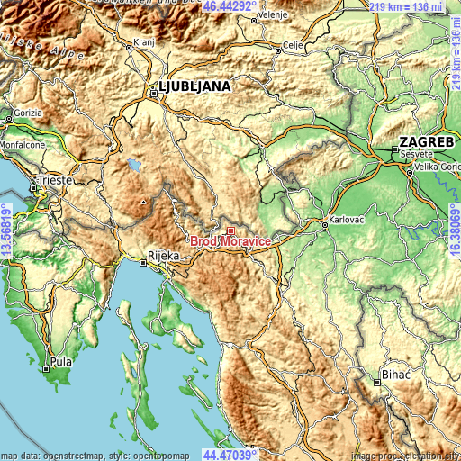 Topographic map of Brod Moravice