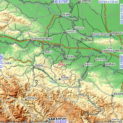 Topographic map of Brka