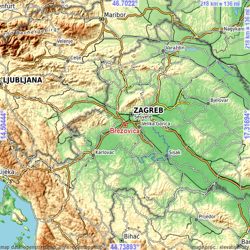 Topographic map of Brezovica