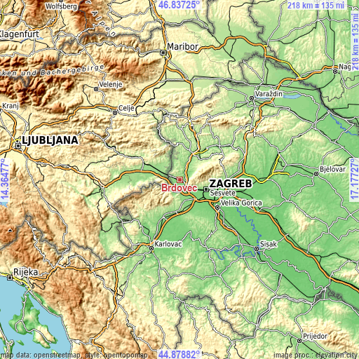 Topographic map of Brdovec