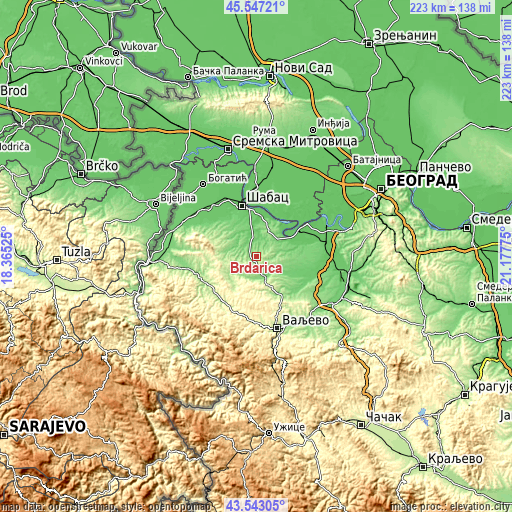 Topographic map of Brdarica