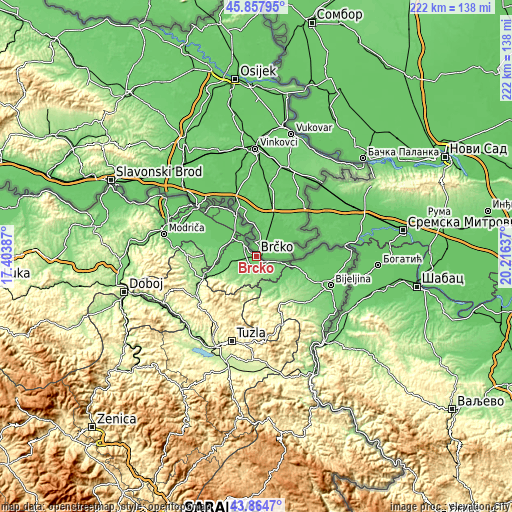 Topographic map of Brčko
