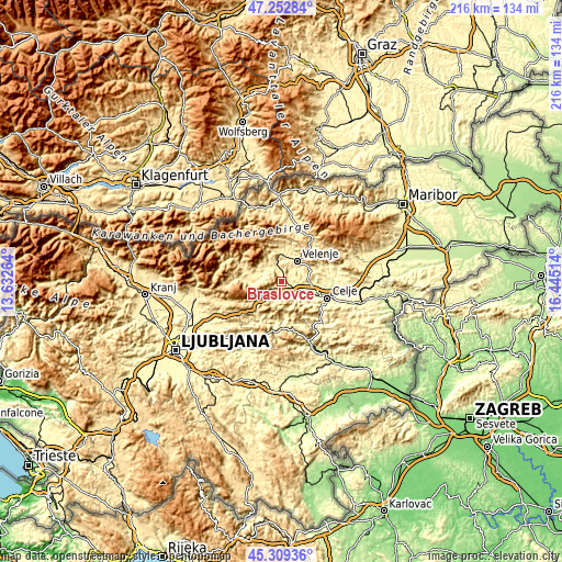 Topographic map of Braslovče