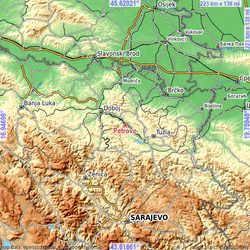 Topographic map of Petrovo