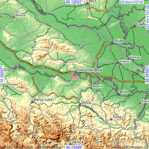 Topographic map of Brod