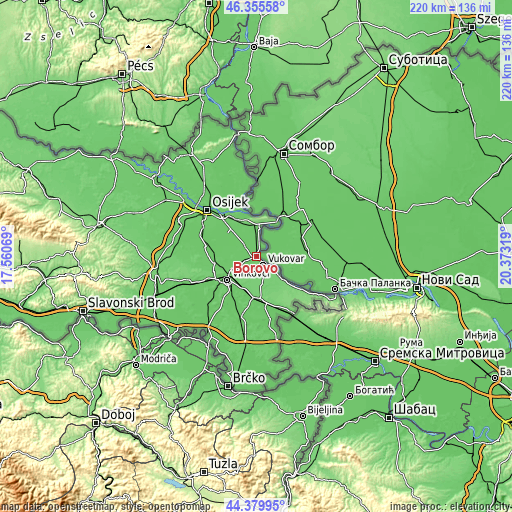 Topographic map of Borovo
