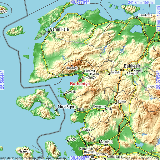 Topographic map of Burhaniye