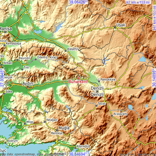 Topographic map of Buharkent