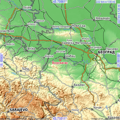 Topographic map of Bogosavac