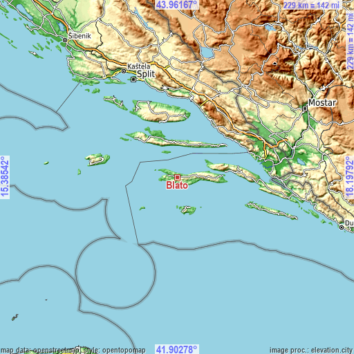 Topographic map of Blato