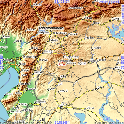 Topographic map of Burç