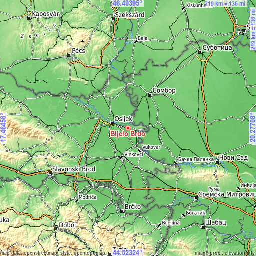 Topographic map of Bijelo Brdo