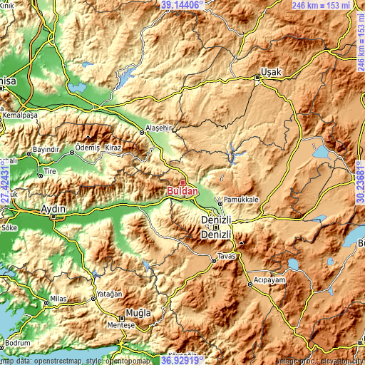 Topographic map of Buldan