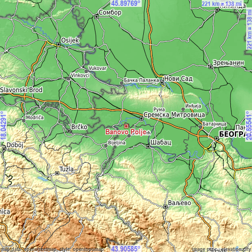 Topographic map of Banovo Polje