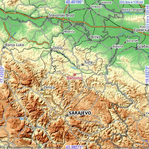 Topographic map of Banovići