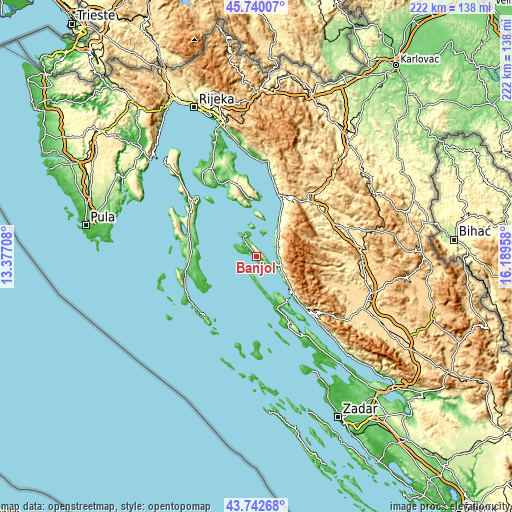 Topographic map of Banjol