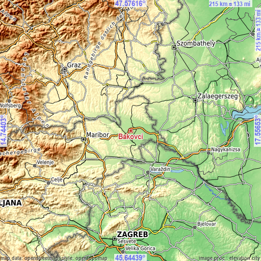 Topographic map of Bakovci