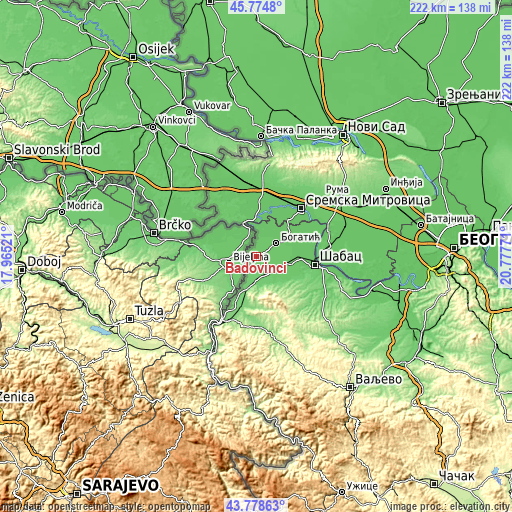 Topographic map of Badovinci
