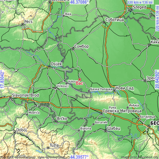 Topographic map of Bač