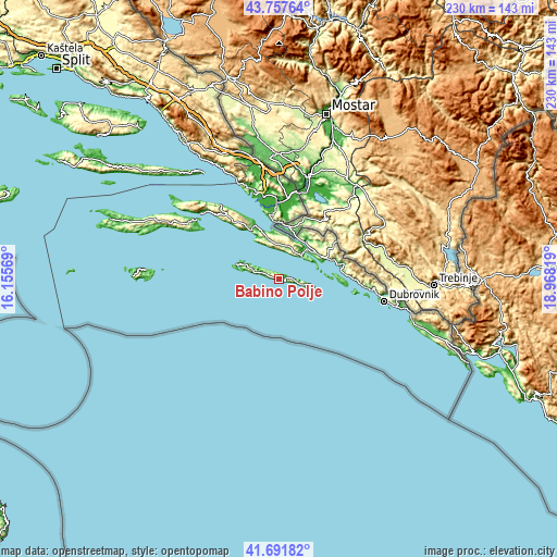 Topographic map of Babino Polje