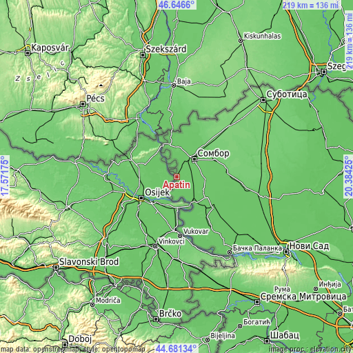 Topographic map of Apatin