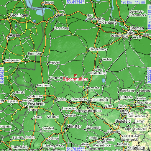 Topographic map of Eggermühlen