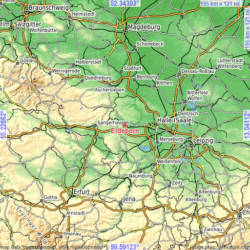 Topographic map of Erdeborn