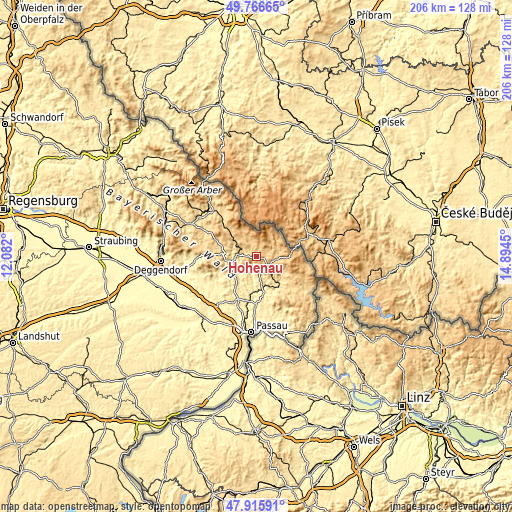 Topographic map of Hohenau