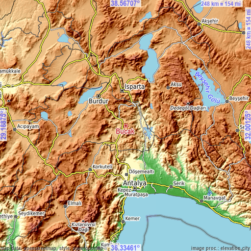 Topographic map of Bucak