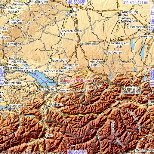 Topographic map of Missen-Wilhams