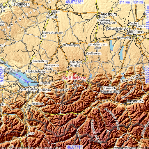 Topographic map of Oy-Mittelberg