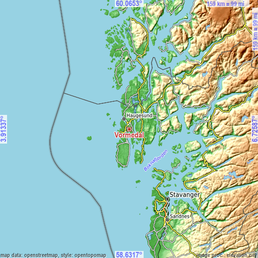 Topographic map of Vormedal