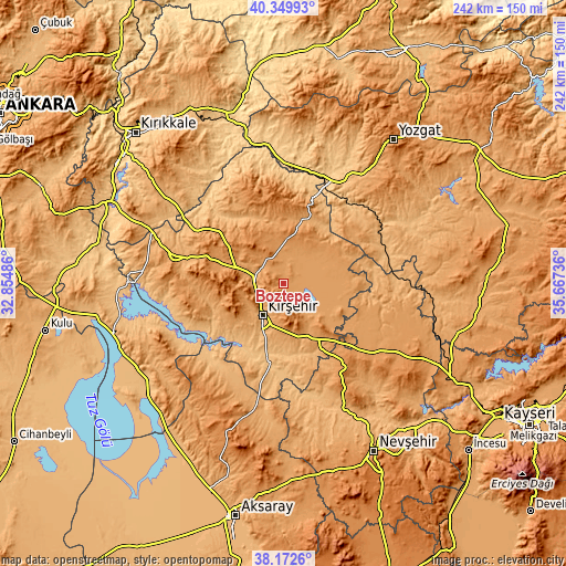 Topographic map of Boztepe