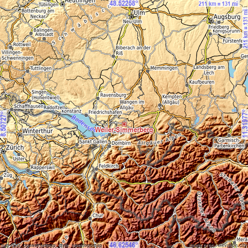 Topographic map of Weiler-Simmerberg