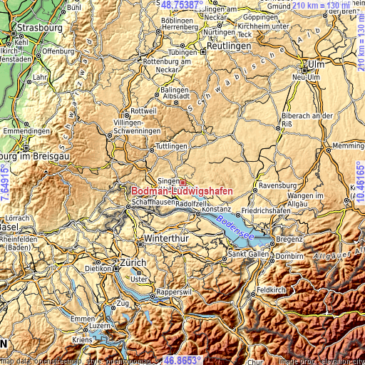 Topographic map of Bodman-Ludwigshafen