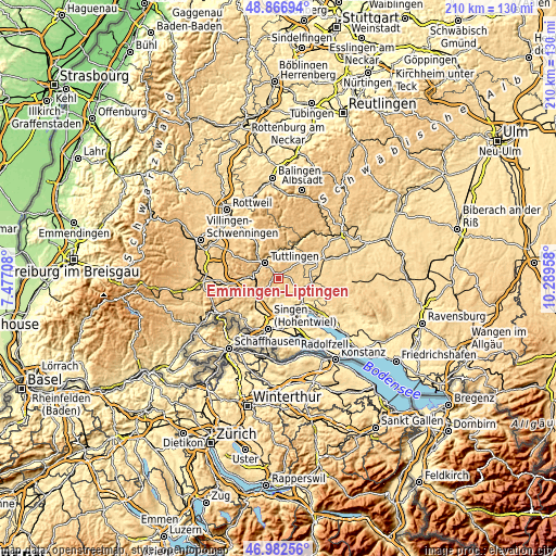 Topographic map of Emmingen-Liptingen