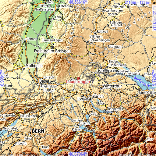 Topographic map of Lauchringen