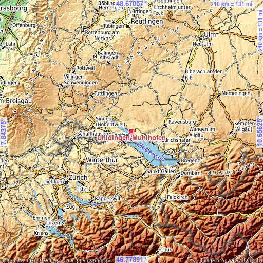 Topographic map of Uhldingen-Mühlhofen