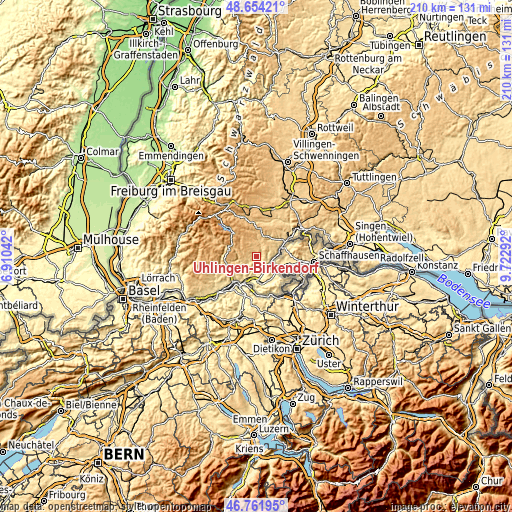 Topographic map of Ühlingen-Birkendorf