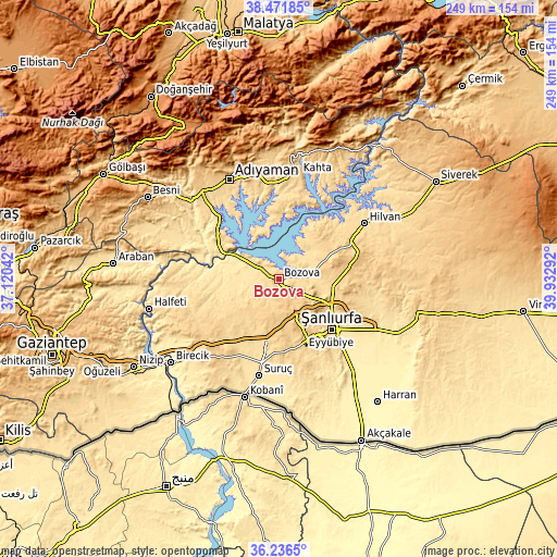 Topographic map of Bozova