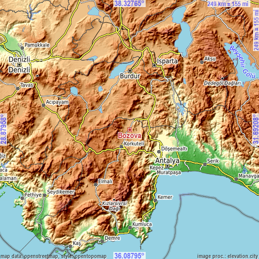 Topographic map of Bozova