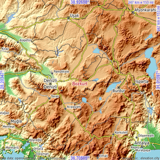 Topographic map of Bozkurt