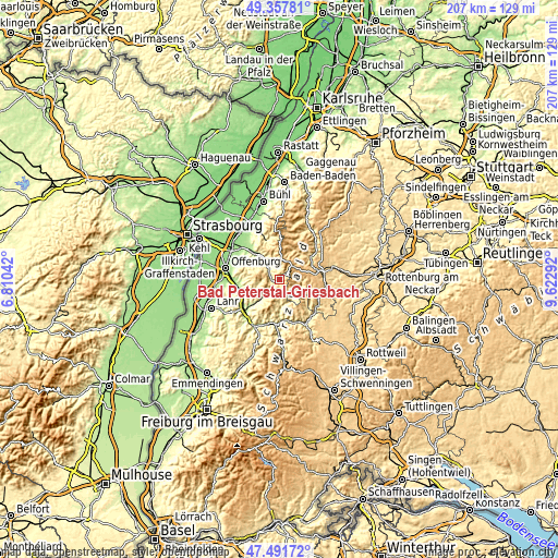 Topographic map of Bad Peterstal-Griesbach