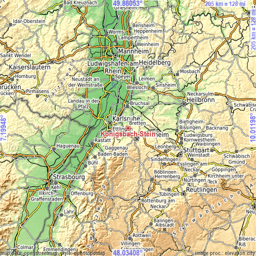 Topographic map of Königsbach-Stein
