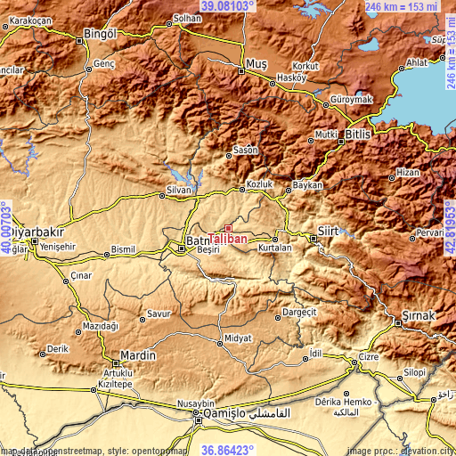 Topographic map of Taliban